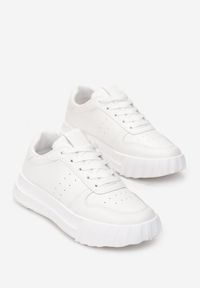 Born2be - Białe Sneakersy Uzani. Wysokość cholewki: przed kostkę. Kolor: biały. Materiał: jeans, materiał, skóra ekologiczna. Szerokość cholewki: normalna. Wzór: gładki. Obcas: na platformie #3