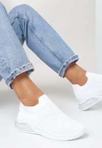 Born2be - Białe Buty Sportowe Bescond. Nosek buta: okrągły. Kolor: biały. Materiał: jeans, materiał. Szerokość cholewki: normalna #4