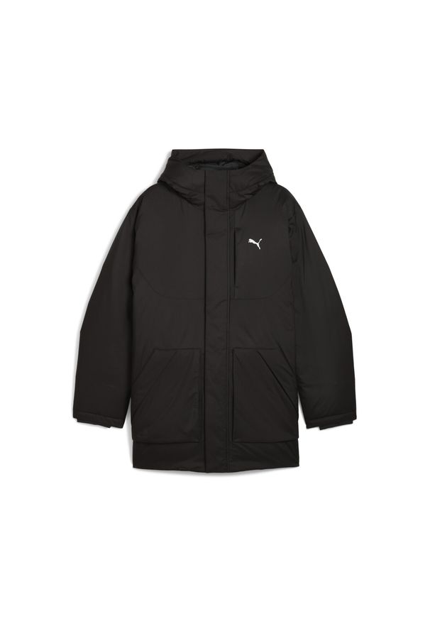 Puma - Męska parka puchowa z kapturem PUMA. Typ kołnierza: kaptur. Kolor: szary, wielokolorowy, brązowy, czarny. Materiał: puch. Długość: długie. Sport: turystyka piesza