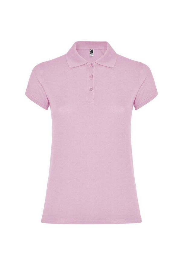 ROLY - Damska Koszulka Polo W Gwiazdki. Typ kołnierza: polo. Kolor: różowy