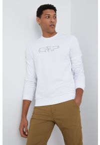 CMP bluza męska kolor biały gładka. Kolor: biały. Materiał: dzianina. Wzór: gładki