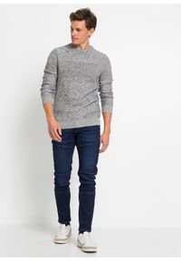 bonprix - Sweter z czystej bawełny. Kolor: niebieski, szary. Materiał: bawełna. Wzór: melanż #2