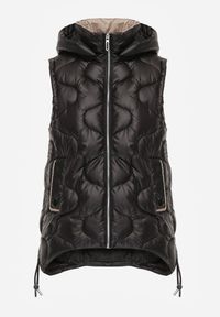 Renee - Czarna Kamizelka z Odpinanym Kapturem Ozdobnie Pikowana Silzeki. Okazja: na co dzień. Kolor: czarny. Materiał: jeans, materiał. Sezon: wiosna, jesień. Styl: elegancki, casual, klasyczny, sportowy #8