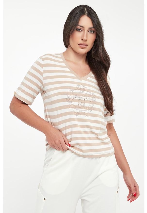 Liu Jo - T-shirt damski w paski LIU JO. Wzór: paski