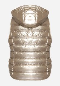 Born2be - Złota Kamizelka z Odpinanym Kapturem i Pikowaniem Zinnethira. Okazja: na co dzień. Kolor: złoty. Materiał: jeans. Styl: elegancki, casual #6
