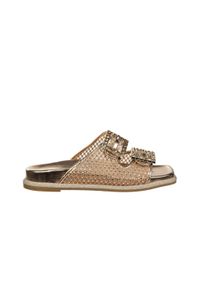 Klapki Laura Vita Maxine 52 Or 202073, Złoty, Skóra ekologiczna - 37. Kolor: złoty. Materiał: skóra ekologiczna. Wzór: aplikacja, paski. Styl: elegancki #1