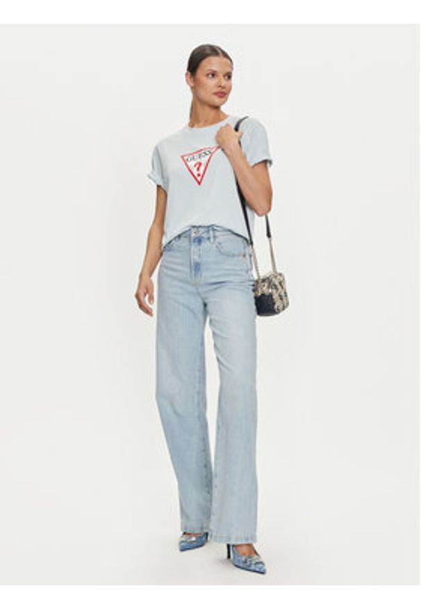 Guess Jeans T-Shirt W4YI73 K8HM0 Niebieski Regular Fit. Kolor: niebieski. Materiał: bawełna