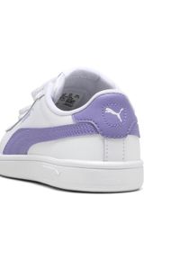 Puma - Dziecięce skórzane sneakersy Smash 3.0 V PUMA White Lavender Alert Purple. Kolor: fioletowy, niebieski, wielokolorowy, biały. Materiał: skóra. Sport: turystyka piesza