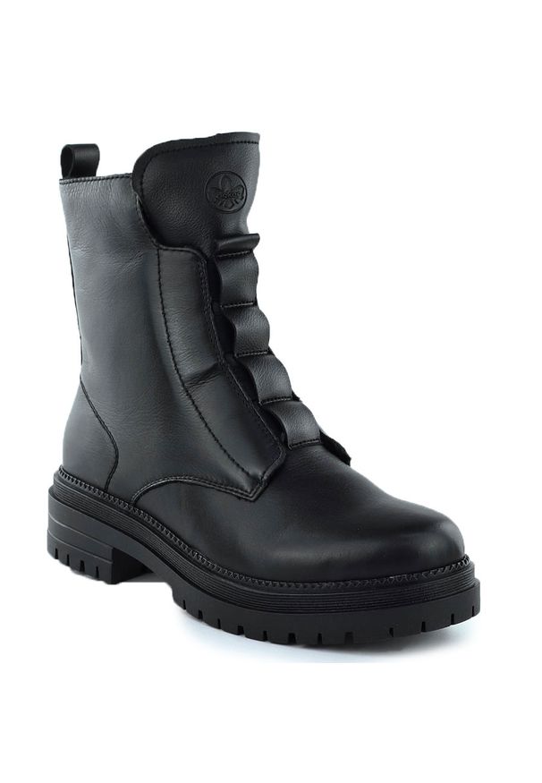 Skórzane botki damskie czarne Rieker Y3160-00. Kolor: czarny. Materiał: skóra