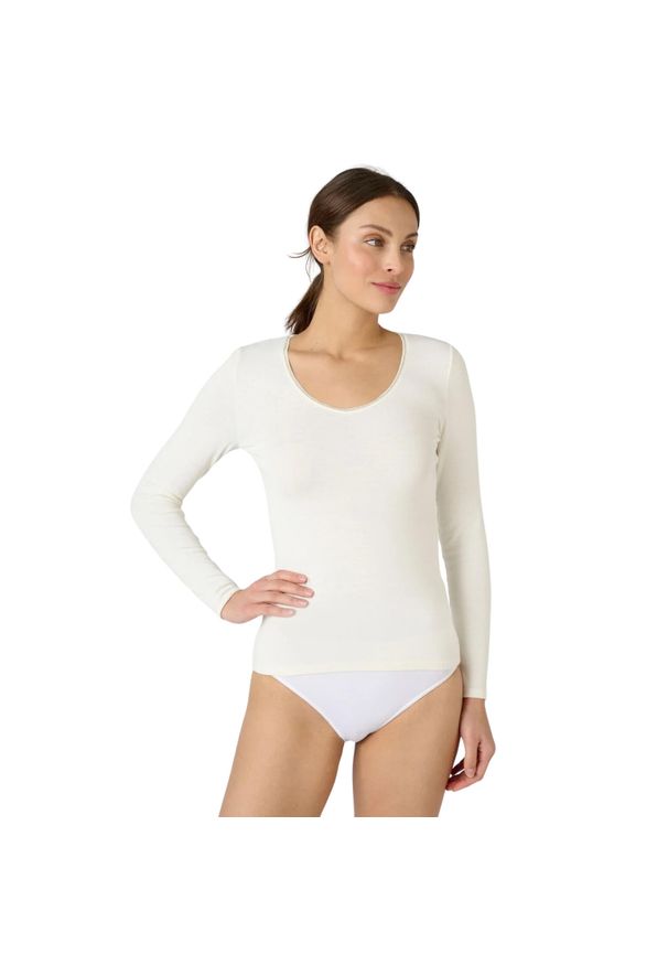 DAMART - T-shirt damski z długim rękawem thermolactyl sensitive Damart. Kolor: biały. Długość rękawa: długi rękaw. Długość: długie