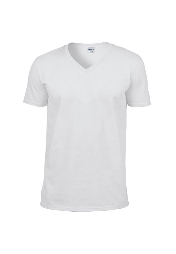 GILDAN - Męska Koszulka Krótki Rękaw Soft Style. Kolor: biały. Długość rękawa: krótki rękaw. Długość: krótkie. Sport: turystyka piesza