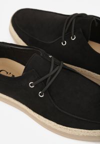 Born2be - Czarne Półbuty Mokasyny ze Sznurowaną Cholewką Ellsia. Okazja: na co dzień, do pracy. Kolor: czarny. Materiał: jeans. Szerokość cholewki: normalna. Styl: casual, klasyczny #3