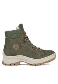 Rieker Botki X9334-54 Zielony. Kolor: zielony. Materiał: materiał