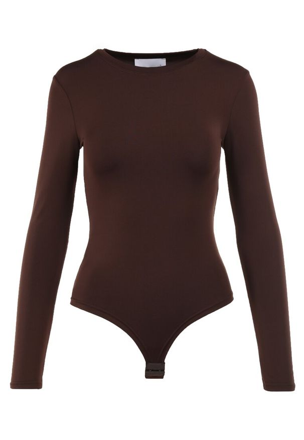 Born2be - Ciemnobrązowe Body Maerane. Kolor: brązowy. Materiał: jeans. Długość rękawa: długi rękaw. Długość: długie. Styl: klasyczny