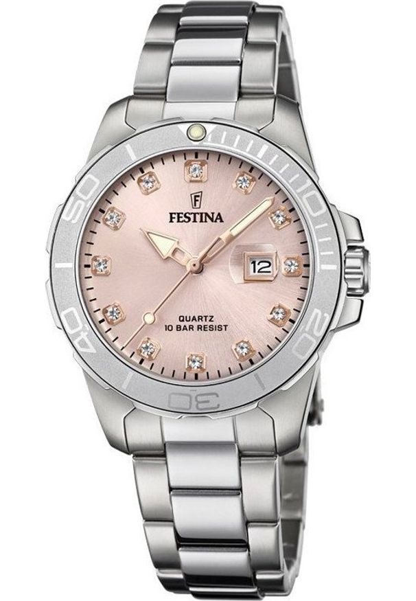 Zegarek Festina Zegarek damski Festina F20503-2 CYRKONIE srebrny. Kolor: srebrny