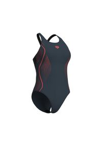 Damski kostium kąpielowy 1-częściowy Arena Grid V Back Graphic. Kolor: wielokolorowy, szary, czarny #2