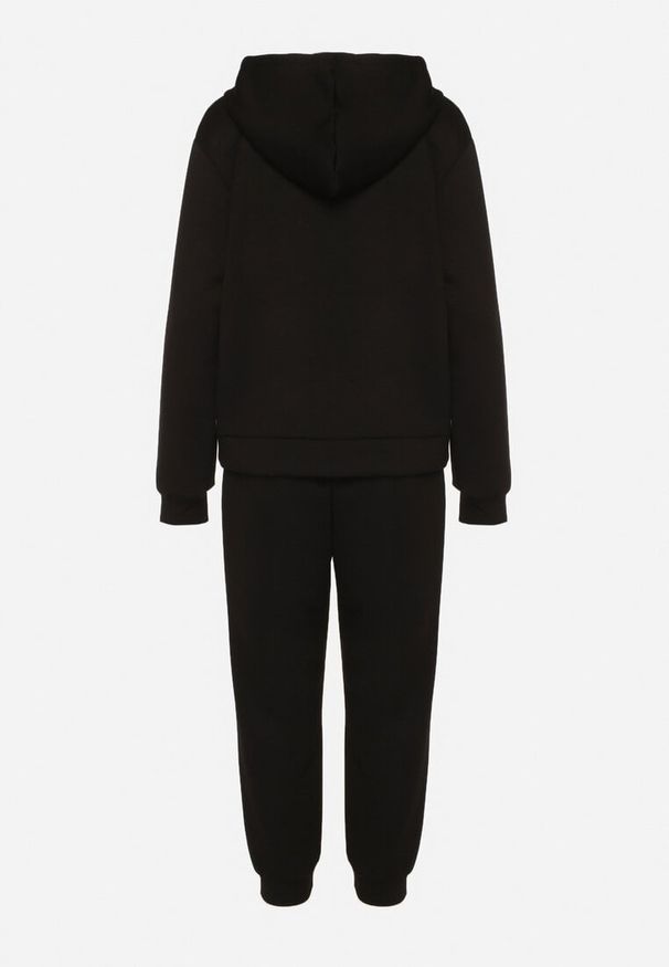 Born2be - Czarny Komplet Dresowy Rozpinana Bluza i Spodnie Joggery z Bawełną Anarrise. Kolor: czarny. Materiał: bawełna, dresówka