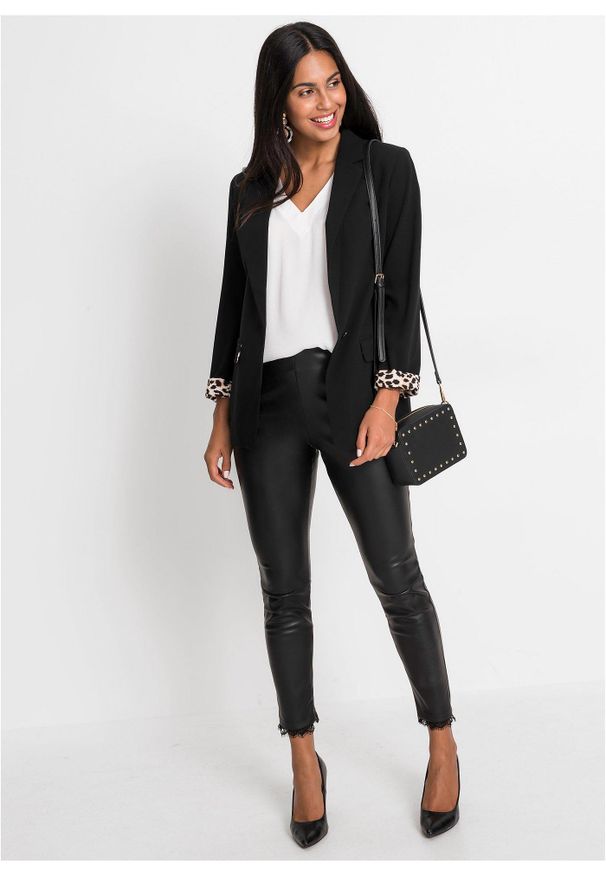 bonprix - Długi żakiet z lejącej mieszanki wiskozy. Kolor: czarny. Materiał: wiskoza. Długość: długie