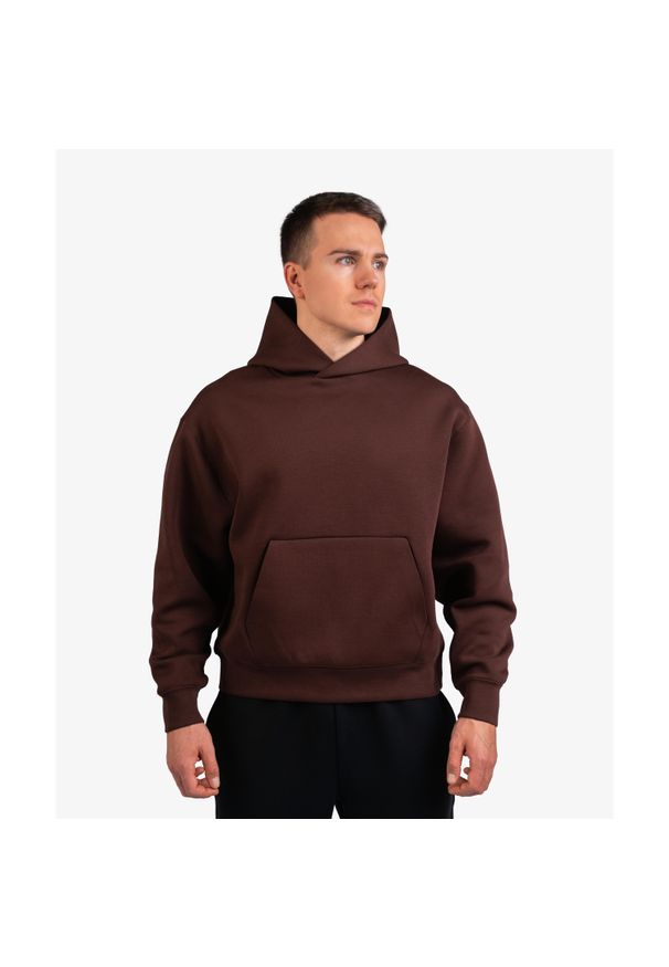 Bluza INTERLOCK OVERSIZE DZIK® brązowa. Kolor: brązowy. Materiał: materiał. Wzór: aplikacja. Sport: joga i pilates