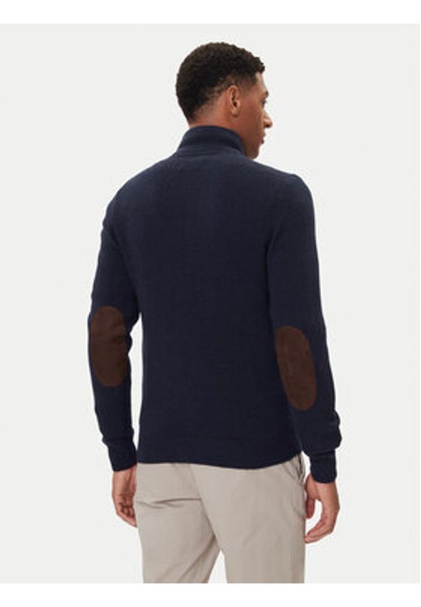 Barbour Kardigan Essential Elbow-Patch MKN0731CH51 Granatowy Regular Fit. Kolor: niebieski. Materiał: wełna