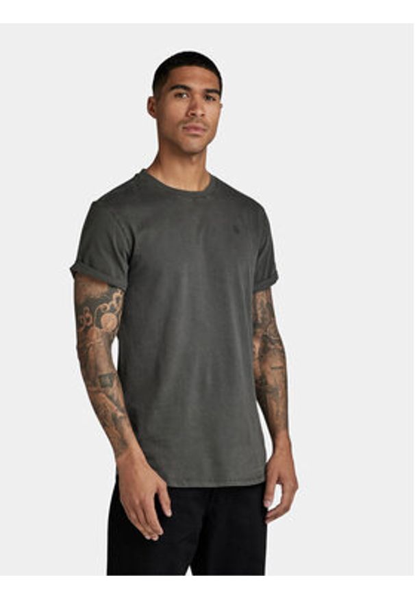 G-Star RAW - G-Star Raw T-Shirt Lash D16396-2653-G179 Szary Regular Fit. Kolor: szary. Materiał: bawełna