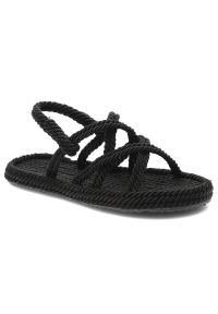 Czarne Sandały Venezia Modne Buty Na Lato. Okazja: na plażę. Kolor: czarny. Materiał: materiał, skóra. Sezon: lato. Styl: boho, klasyczny, elegancki