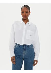 Calvin Klein Jeans Koszula J20J222614 Biały Cropped Fit. Kolor: biały. Materiał: bawełna