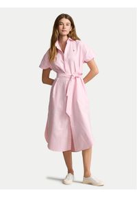 Polo Ralph Lauren Sukienka koszulowa 211935153003 Różowy Regular Fit. Typ kołnierza: polo. Kolor: różowy. Materiał: bawełna. Typ sukienki: koszulowe #1