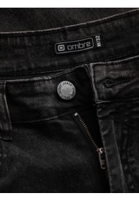 Ombre Clothing - Spodnie męskie jeansowe SKINNY FIT - czarne V6 P1062 - XL. Kolor: czarny. Materiał: jeans. Wzór: aplikacja #7