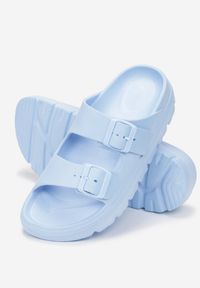 Born2be - Granatowe Klapki z Paskami ze Sprzączkami na Platformie Avalona. Okazja: na co dzień. Kolor: niebieski. Obcas: na platformie. Styl: casual #5