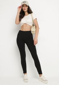 Born2be - Czarne Klasyczne Legginsy z Bawełny Zivolea. Okazja: na co dzień. Kolor: czarny. Materiał: bawełna. Styl: klasyczny #4