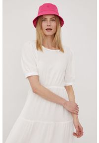 JDY sukienka bawełniana kolor biały maxi rozkloszowana. Kolor: biały. Materiał: bawełna. Długość rękawa: krótki rękaw. Typ sukienki: rozkloszowane. Długość: maxi #5