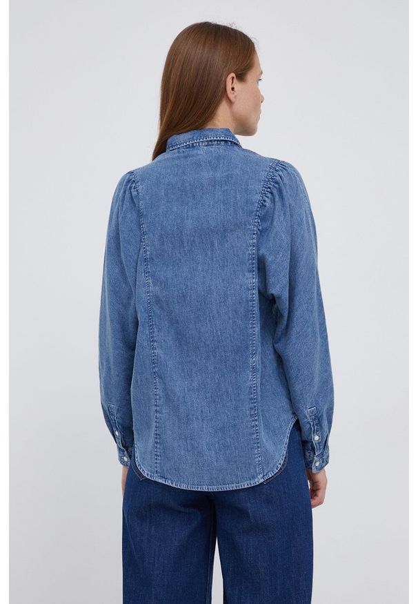 Lee - Koszula jeansowa. Okazja: na co dzień. Kolor: niebieski. Materiał: jeans. Długość rękawa: długi rękaw. Długość: długie. Wzór: gładki. Styl: casual