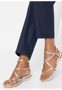 bonprix - Spodnie lniane. Kolor: niebieski. Materiał: lyocell, len. Sezon: lato #3