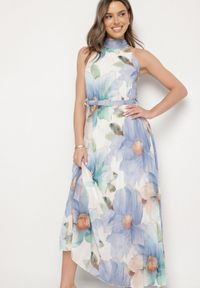 Born2be - Niebieska Sukienka z Plisami Wiązaniem i Paskiem z Klamrą Nitenna. Okazja: na imprezę, na co dzień. Kolor: niebieski. Długość rękawa: bez rękawów. Typ sukienki: rozkloszowane. Styl: elegancki, casual, klasyczny #6