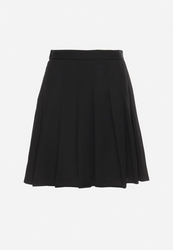 Born2be - Czarna Spódnica z Zakładkami Zapinana na Ukryty z Boku Suwak Ricercara. Okazja: na co dzień. Kolor: czarny. Styl: klasyczny, elegancki, casual