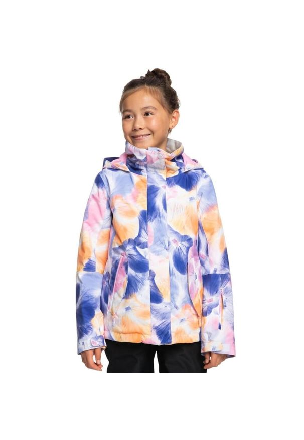 Kurtka narciarska dla dzieci Roxy Jetty Girl. Typ kołnierza: kaptur. Kolor: wielokolorowy. Materiał: poliester. Sezon: zima. Sport: narciarstwo