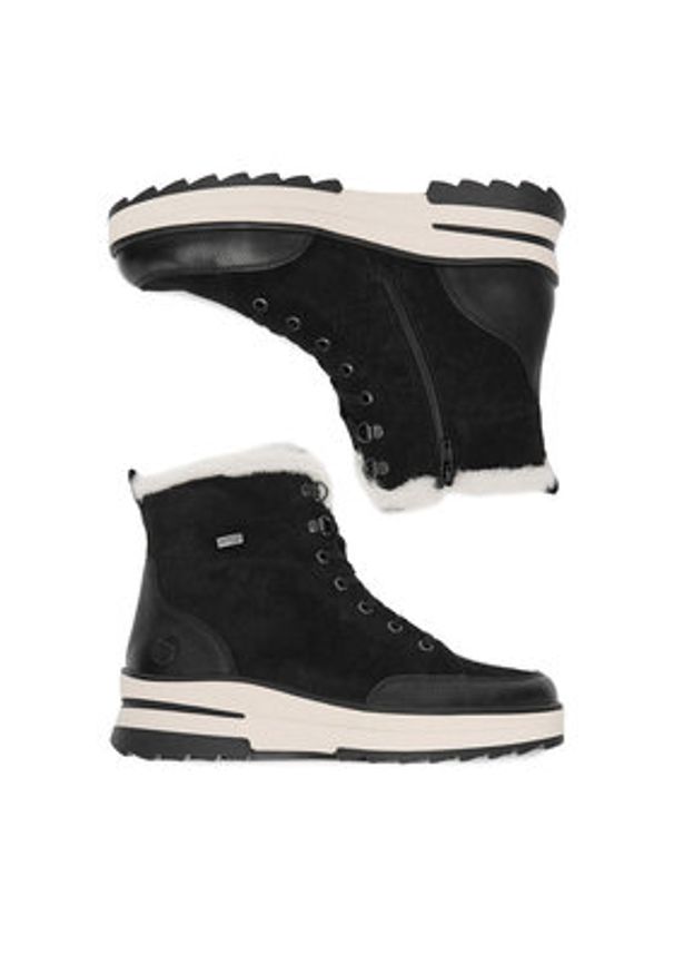 Remonte Trzewiki CEO-D2B76-03 Czarny. Kolor: czarny. Materiał: skóra, zamsz