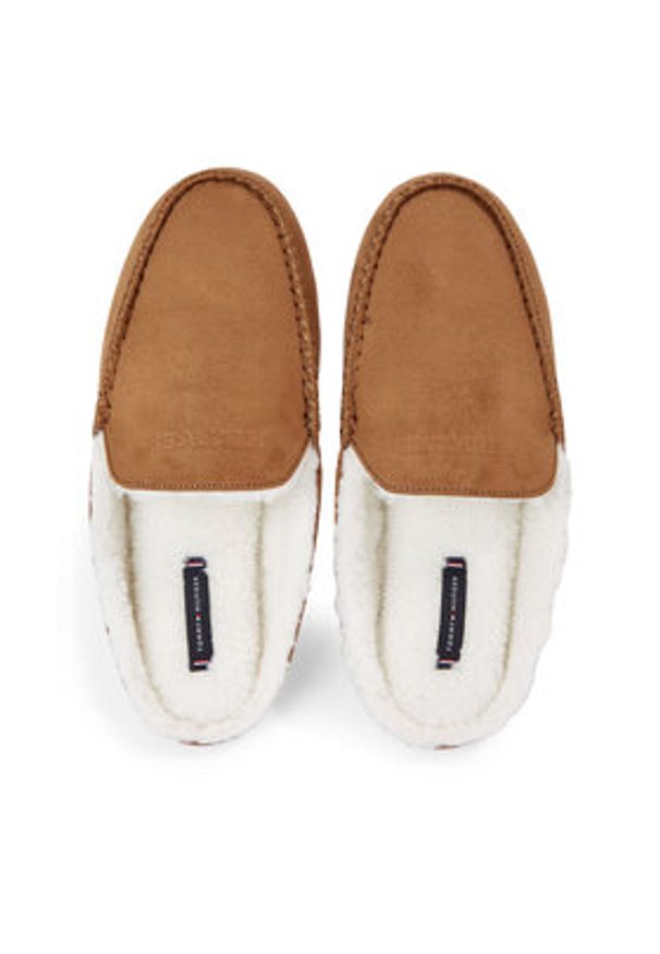TOMMY HILFIGER - Tommy Hilfiger Kapcie Hilfiger Mocassin Homeslipper FM0FM04769 Brązowy. Kolor: brązowy. Materiał: materiał