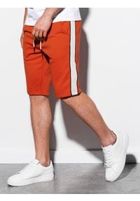 Ombre Clothing - Krótkie spodenki męskie dresowe W241 - ceglaste - XXL. Kolor: czerwony. Materiał: dresówka. Długość: krótkie