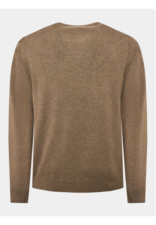 Lindbergh Sweter 30-80043 Brązowy Slim Fit. Kolor: brązowy. Materiał: wiskoza