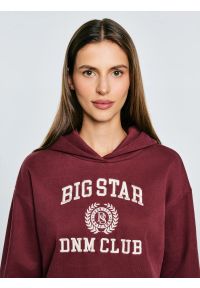 Big-Star - Bluza damska z kapturem z haftem bordowa Merta 604. Okazja: na co dzień. Typ kołnierza: kaptur. Kolor: czerwony. Materiał: jeans, dzianina. Wzór: haft. Styl: klasyczny, casual #4