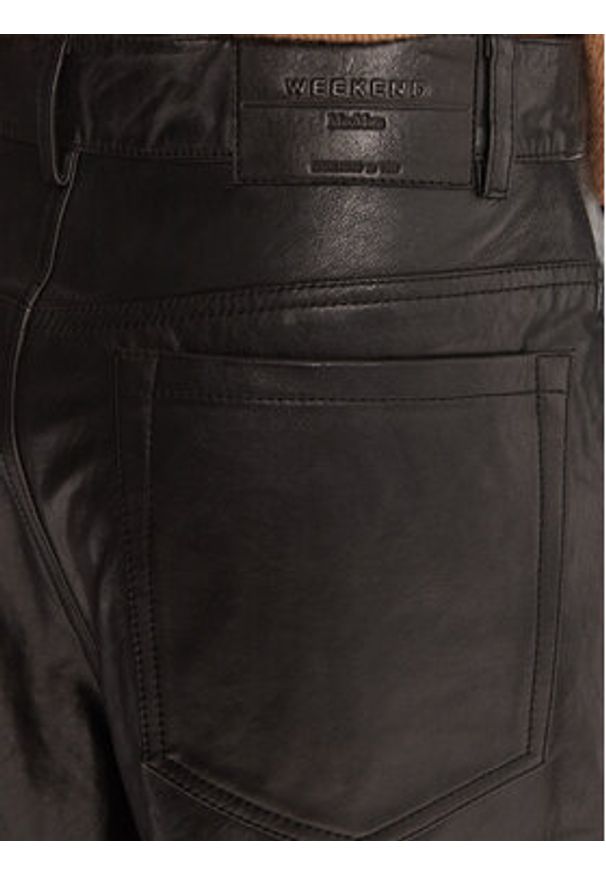 Weekend Max Mara Spodnie skórzane Blanc 2525436012 Czarny Wide Leg. Kolor: czarny. Materiał: skóra