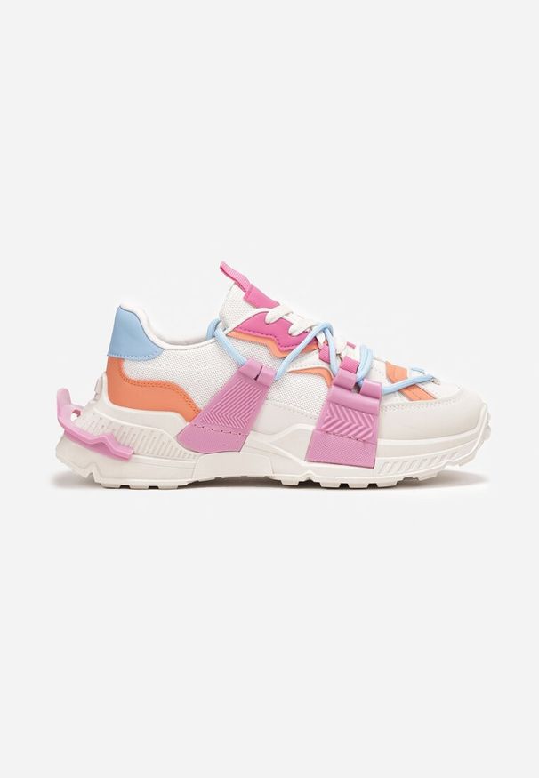 Born2be - Fuksjowe Sneakersy z Elastycznym Sznurowaniem i Ozdobnymi Taśmami Jarlele. Kolor: beżowy
