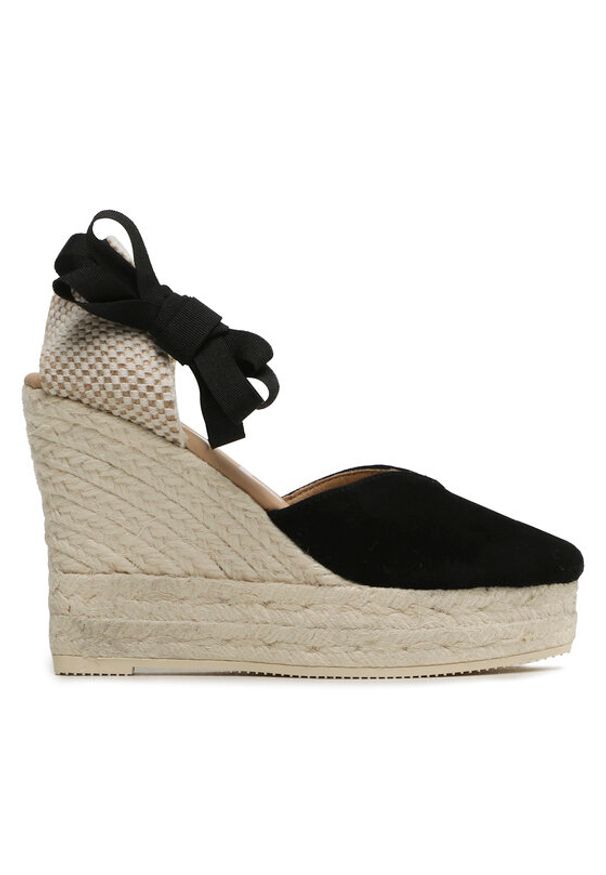 Manebi Espadryle Heart-Shaped Wedge Espadrilles K 1.0 WH Czarny. Kolor: czarny. Materiał: zamsz, skóra