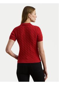 Lauren Ralph Lauren - LAUREN RALPH LAUREN Polo 200932224012 Czerwony Slim Fit. Typ kołnierza: polo. Kolor: czerwony. Materiał: bawełna #4