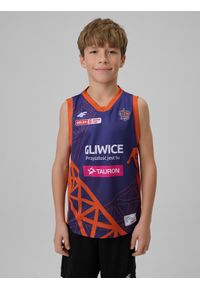 4f - 4F Koszulka meczowa replika wyjazdowa z sezonu 2024/25 dziecięca 4F x GTK Gliwice - multikolor 98/104. Typ kołnierza: dekolt w serek. Kolor: wielokolorowy. Materiał: włókno, dzianina, syntetyk, materiał. Wzór: gładki, ze splotem, nadruk. Sezon: lato. Sport: fitness, koszykówka #1