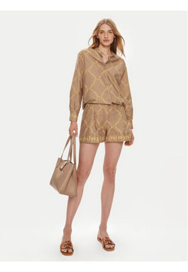TwinSet - TWINSET Szorty materiałowe 241TP2731 Beżowy Loose Fit. Kolor: beżowy. Materiał: bawełna