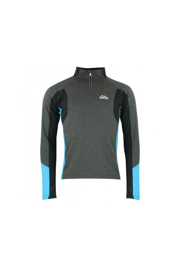 PEAK MOUNTAIN - Koszulka 1st Skin z zamkiem błyskawicznym Peak Mountain. Kolor: czarny. Wzór: paski. Sport: turystyka piesza