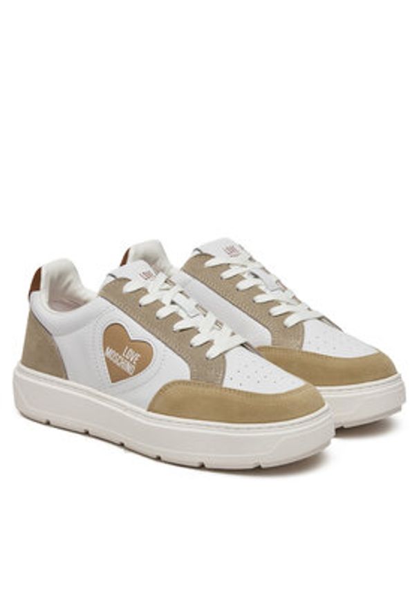 Love Moschino - LOVE MOSCHINO Sneakersy JA15154G1MIAA10A Biały. Kolor: biały. Materiał: skóra